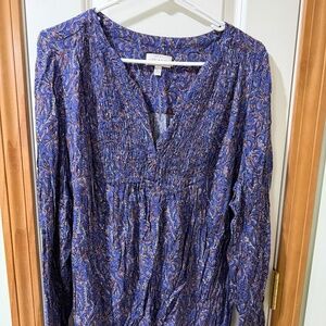 Lucky Brand Pintucked Paisley Pull Over Blouse